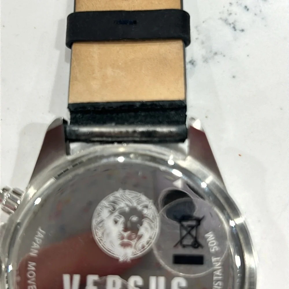 VERSUS VERSACE 46MM Stainless Steel & Leather Strap Watch 🔥Read Descrption🔥
